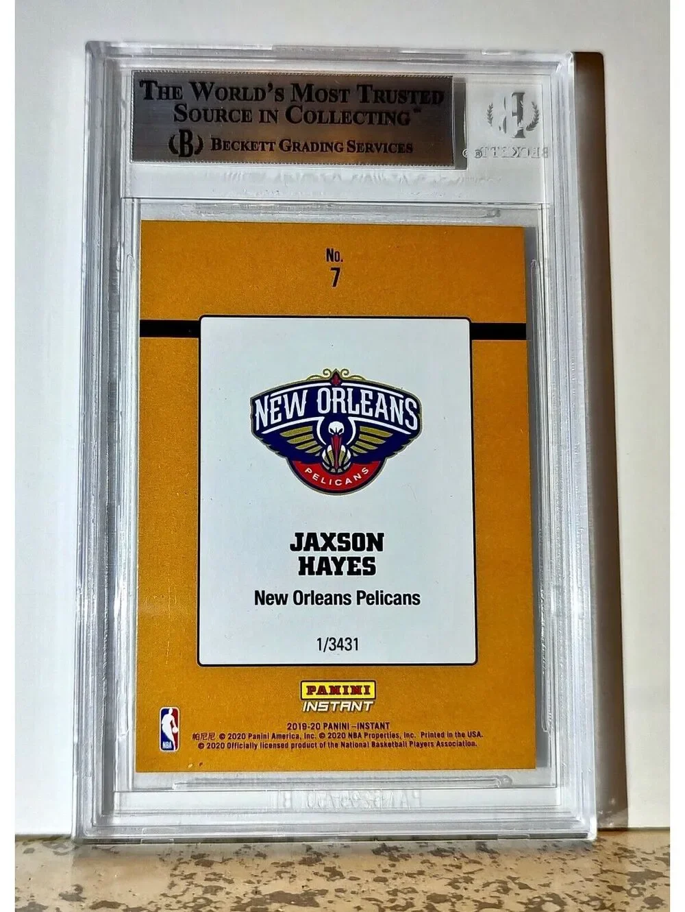 Jaxson Hayes 2019-20 Panini NBA #7 1989 Rated Rookies 1/3431 BGS 8.5 Pelicans